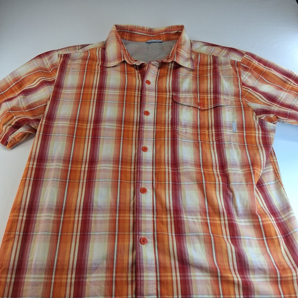 Columbia PFG Fishing Shirt Mens Size Large Outdoors ORANGE PLAID